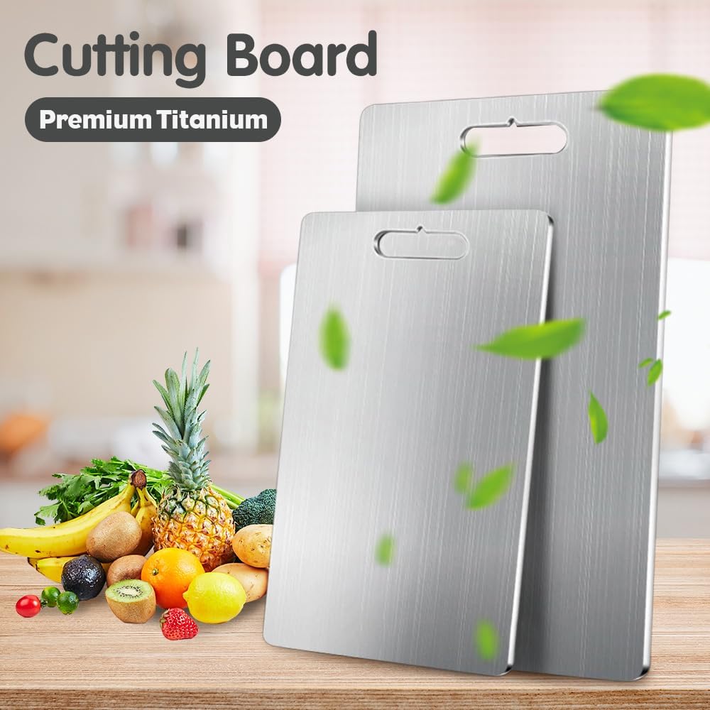 2025 New Katuchef Titanium Cutting Board - 100% Pure Titaniums Cutting Boards for Kitchen, Upgrade Double Sided Food-Grade Titanium Board, Thick Cutting Board for Home Kitchen Cooking (A2#16"L x 11"W) - Image 2