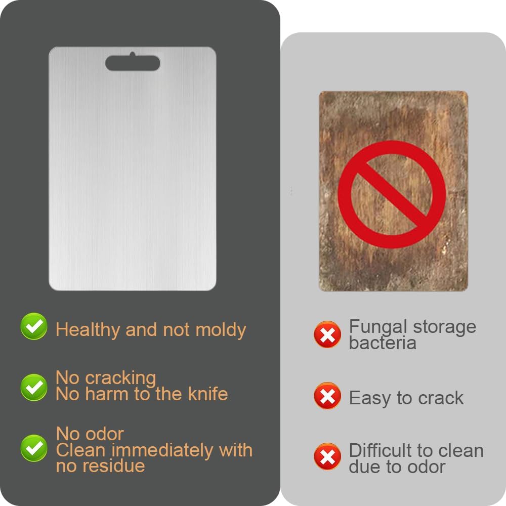 2025 New Katuchef Titanium Cutting Board - 100% Pure Titaniums Cutting Boards for Kitchen, Upgrade Double Sided Food-Grade Titanium Board, Thick Cutting Board for Home Kitchen Cooking (A2#16"L x 11"W) - Image 4