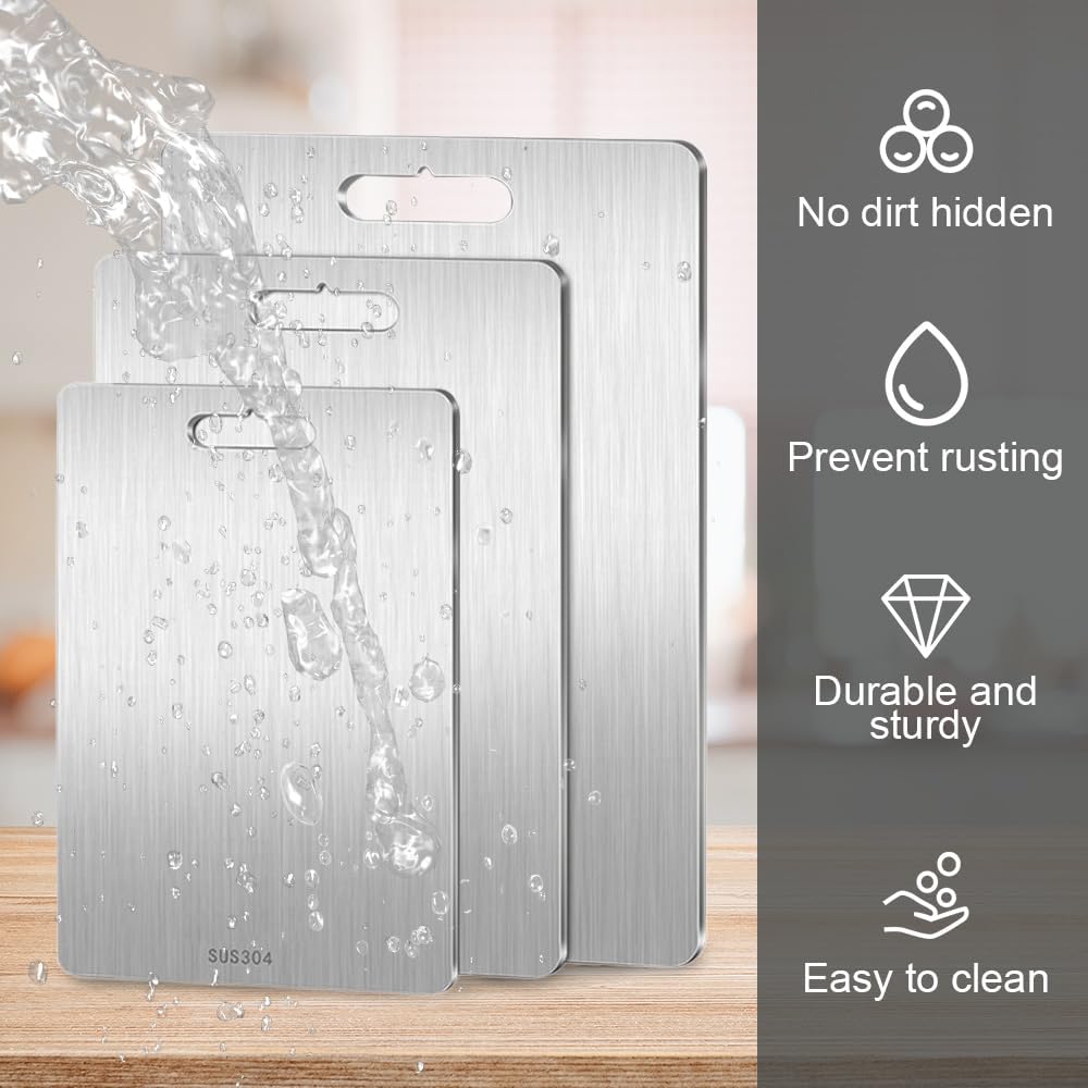 2025 New Katuchef Titanium Cutting Board - 100% Pure Titaniums Cutting Boards for Kitchen, Upgrade Double Sided Food-Grade Titanium Board, Thick Cutting Board for Home Kitchen Cooking (A2#16"L x 11"W) - Image 3