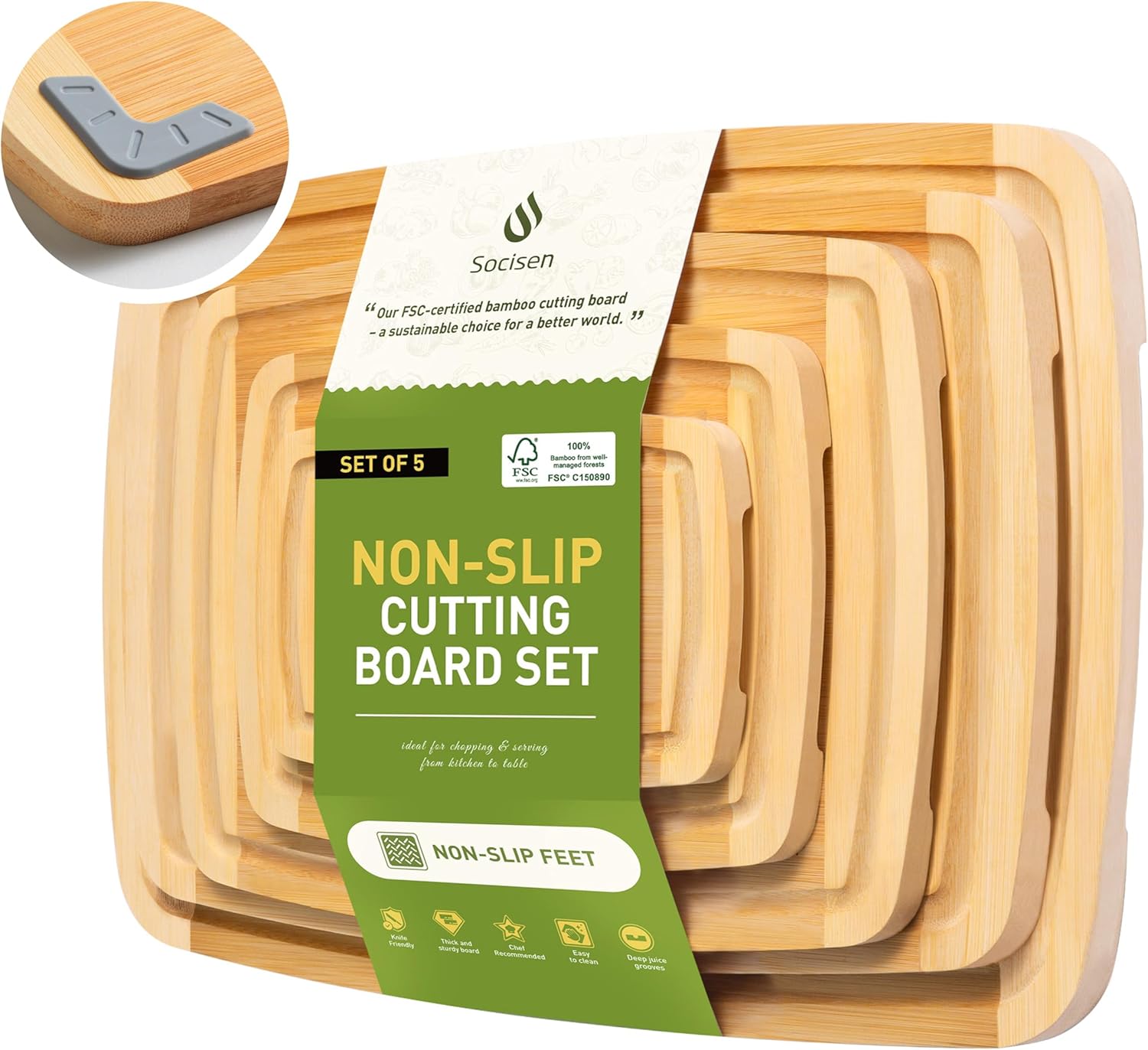 3 Packs Bamboo Cutting Board Set with Non Slip Feet and Over Sink Nice Solid Thick Wood Juice Groove Chopping Board Extra Large Big Small Best Hardwood Kitchen Counter Organic Vegetable - Image 16