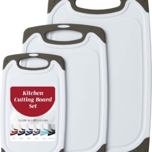 Cutting Boards for Kitchen - BPA-Free Chopping Board - Different Sizes & Non Slip Handles - Reversible, Large Cutting Board Set - Unique Gifts for Cooks Who Have Everything - 3-Pack Gray