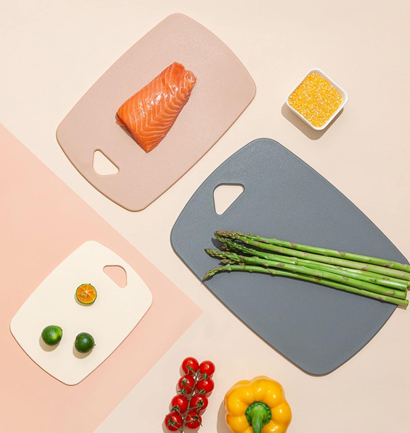 Cutting Boards for Kitchen,Plastic Cutting Board Set of 3, Thick Chopping Boards for Meat, Veggies, Fruits, with Easy Grip Handle,Dishwasher Safe (Pink, 3Pcs) - Image 9