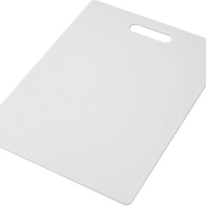 Farberware Large Cutting Board, Dishwasher- Safe Plastic Chopping Board for Kitchen with Easy Grip Handle, 11-inch by 14-inch, White