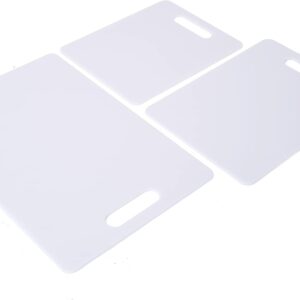 Farberware Plastic Cutting Board Set, Dishwasher- Safe Poly Chopping Board for Kitchen with Easy Grip Handles, Set of 3, White