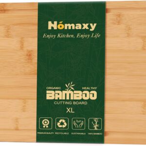 Homaxy Extra Large Organic Bamboo Cutting Boards for Kitchen, 18"x12" Wooden XL Cutting Board with Juice Groove and Handles, Charcuterie Butcher Block Wood Serving & Chopping Board - Pre Oiled
