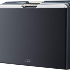 Joseph Joseph Folio 4-Piece Colour coded Cutting Board Set, Slimline case for organized Kitchen storage, Graphite