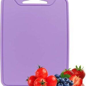 JUSTHERE Silicone Cutting Boards for Kitchen 11.8''x 8.6'', BPA Free Flexible Cutting Board Cutting Mat for Meat, Vegetables and Fruit, Cutting Boards for Kitchen Dishwasher Safe (Purple)