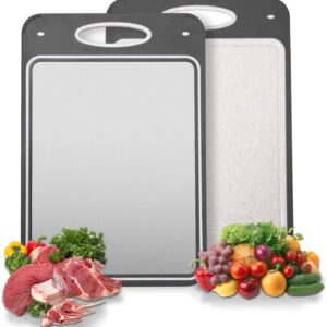 KatuChef Pure Cut 100% Titanium Cutting Boards for Kitchen – Double Sided for Meat/Fish & Wheat Straw PP for Fruits/Vegetables | Non-Toxic, Dishwasher Safe, Hygienic, Easy Clean Chopping Board