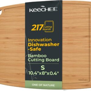 Keechee Dishwasher Safe Carbonized Bamboo Wood Cutting Boards for Kitchen with Juice Groove, Wooden Charcuterie & Chopping for Fruit, Vegetables & Cheese, Durable, Lightweight, Water-Resistant