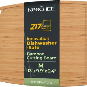 Keechee Dishwasher Safe Durable Lightweight Bamboo Wood Cutting Boards for Busy Kitchen, Easy Storage & Clean Wooden Chopping Boards Reversible with Juice Groove, Kitchen Gift for Home Cooks
