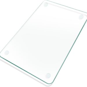 KimiDitt Tempered Glass Cutting Board, 12x8" Cutting Board for Kitchen Counter,Small Size Clear Glass,with Non-Slip Feet, Scratch Resistant,Heat Resistant