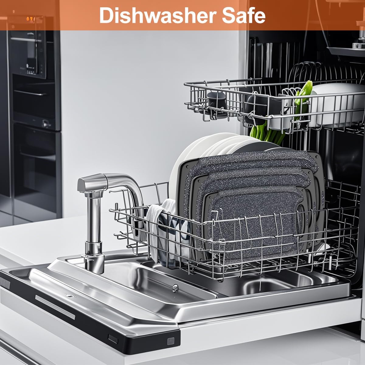 KIMIUP Kitchen Cutting Board (Set of 3),Professional Chopping Boards Sets,Dishwasher Safe Cutting Boards With Juice Grooves & Carrying Handle & No BPA - Image 2