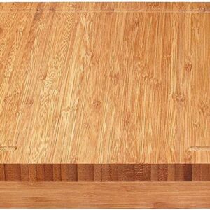 Lipper International Bamboo Wood Over-the-Counter-Edge Kitchen Cutting and Serving Board, 17-5\/8" x 13-7\/8" x 2"