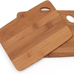 Lipper International Bamboo Wood Thin Kitchen Cutting Boards with Oval Hole in Corner, Set of 2 Boards, 6" x 8" x 0.25"