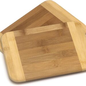 Lipper International Bamboo Wood Two-Tone Kitchen Cutting and Serving Board, Small, 8" x 6" x 5\/16", Set of 2