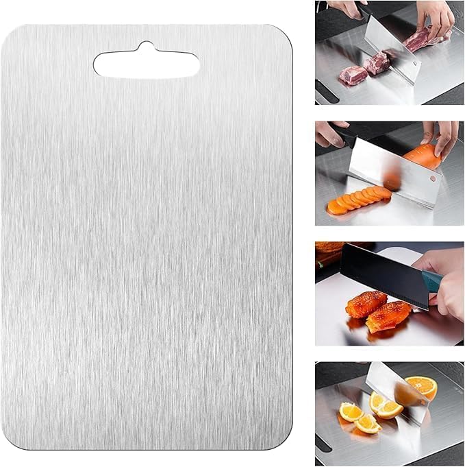 New Titanium Cutting Board - 100% Pure Titanium Cutting Boards For Kitche, 1 Pack Double-sided food-grade Cutting Board For Cutting Meats, Fruits And Vegetables(11.4x8in) - Image 3
