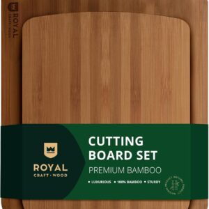 ROYAL CRAFT WOOD Cutting Boards for Kitchen - Wooden Cutting Board for Meal Prep & Serving, Non-Toxic Bamboo Chopping Board, Carbonized Bamboo Durable Charcuterie & Lightweight Serving Boards (2 pcs)