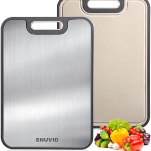 Stainless Steel Cutting Board, Large Double Sided Cutting Board for kitchen, 18\/8 Stainless Steel & Wheat straw pp, Food-Grade, non Toxic - Easy to Clean, 16 x 11 Inches