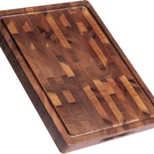 THETCHRY Wood Cutting Boards for Kitchen, Large Chopping Board Double Sided, End Grain Cutting Board with Handle, Charcuterie Butcher Block for Meal Prep & Serving with Gift Box, 17"×13"×1"