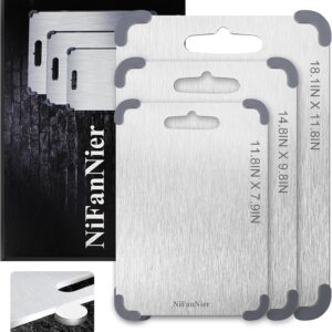 Titanium Cutting Board, 2025 Upgrade 100% Pure Titanium Cutting Boards for Kitchen, Latest Thickened Version Thickness 0.06IN, Double-Sided Available Belt Guard Angle (11.8IN X 7.9IN)