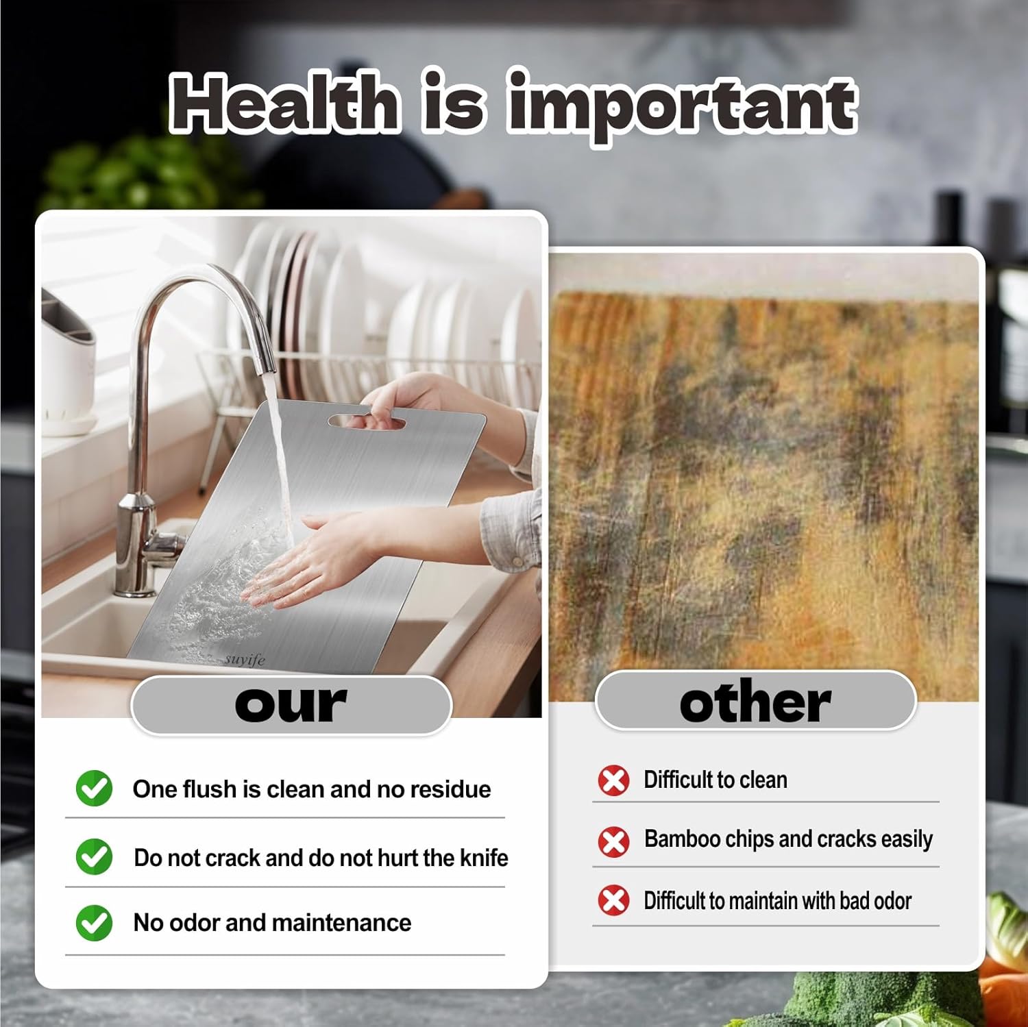 Titanium Cutting Board Set of 3,100% Pure Titanium Cutting Boards for Kitchen, 2025 New Double Sided Food-Grade Chopping Board for Cutting Meat Vegetable Fruit - Image 6