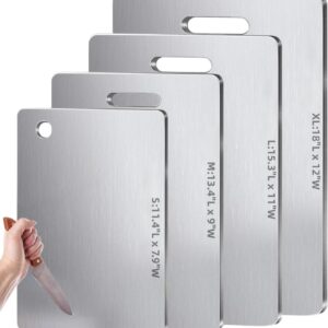 Titanium Cutting Boards for Kitchen - Dual-Sided Stainless Steel Cutting Board Hangable Design, Easy to Clean, Durable and Rust-Resistant for Meat, Vegetables & Fruits