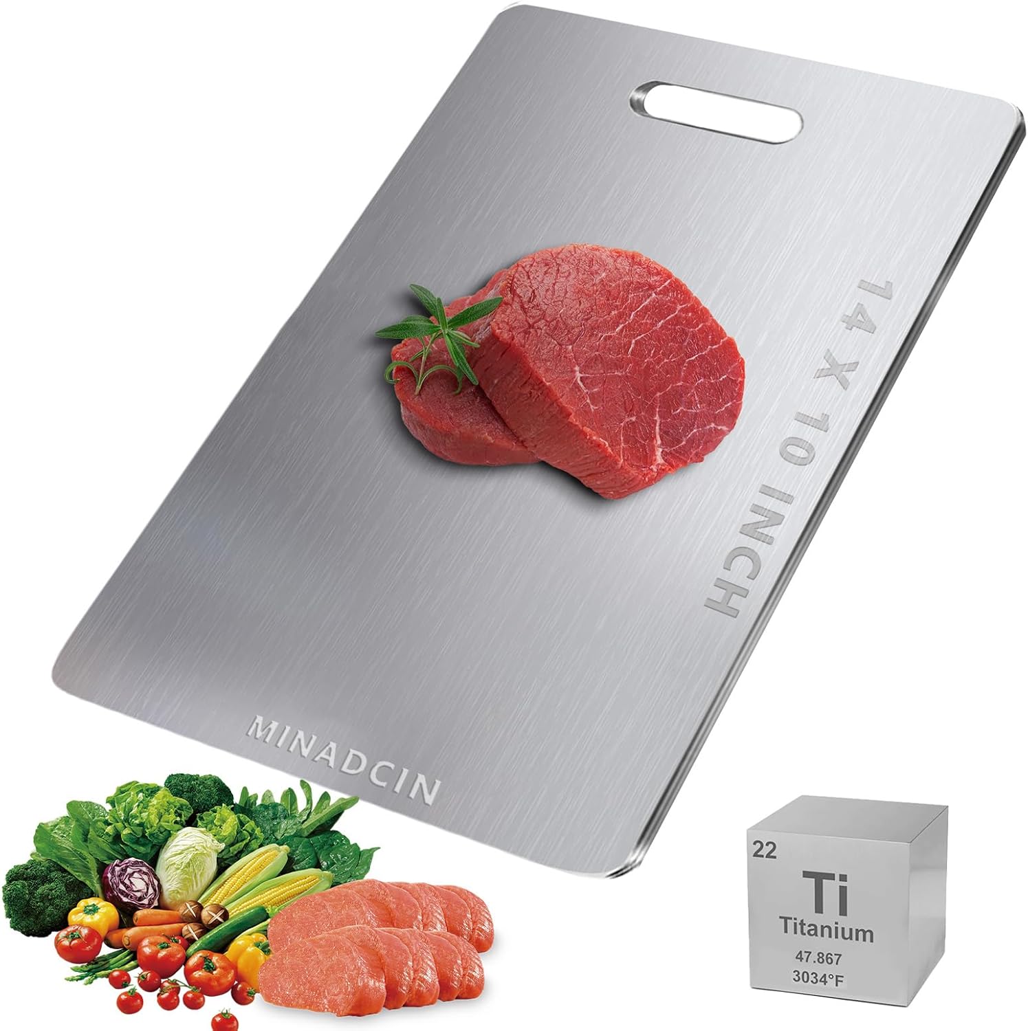 Titanium Cutting Boards For Kitchen, 100% Pure Cut Titanium Cutting Board, Food Grade Quality,Easy To Clean And Will Not Absorb Odors, Suitable For Kitchen Or Outdoor Camping(14L*10W)