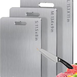 Titanium Cutting Boards for Kitchen [Set of 3], Double Sided Pure Titanium Cutting Board | Easy to Clean | Dishwasher Safe | Food-Grade Raw & Cooked Foods or Outdoor Camping Chopping Board