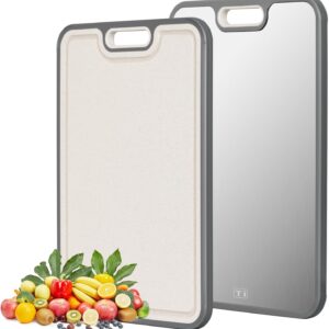 Titanium cutting boards for Kitchen,Double Sided Food Grade,Pure Titanium and Wheat Straw PP, Double Chopping Boards for Meat and Fruits Easy to Clean Size 15’’x10’’