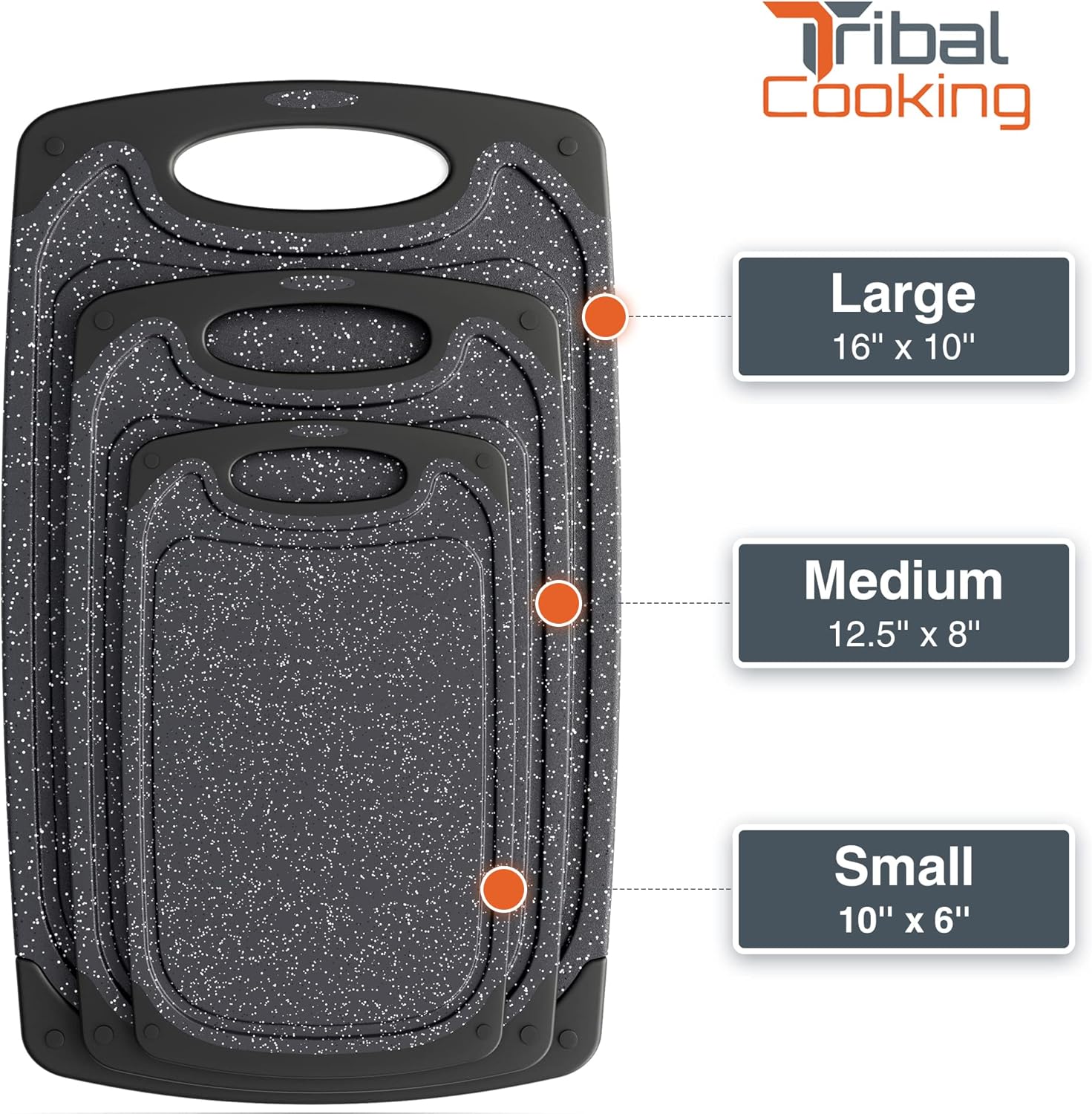 Tribal Cooking Cutting Boards - 3 Set - Warrior Strength Small to Extra Large Cutting Boards for Kitchen, Meat, Vegetables - Dishwasher Safe, Juice Groove, Non-Slip Rubber Chopping Board Set - Image 3