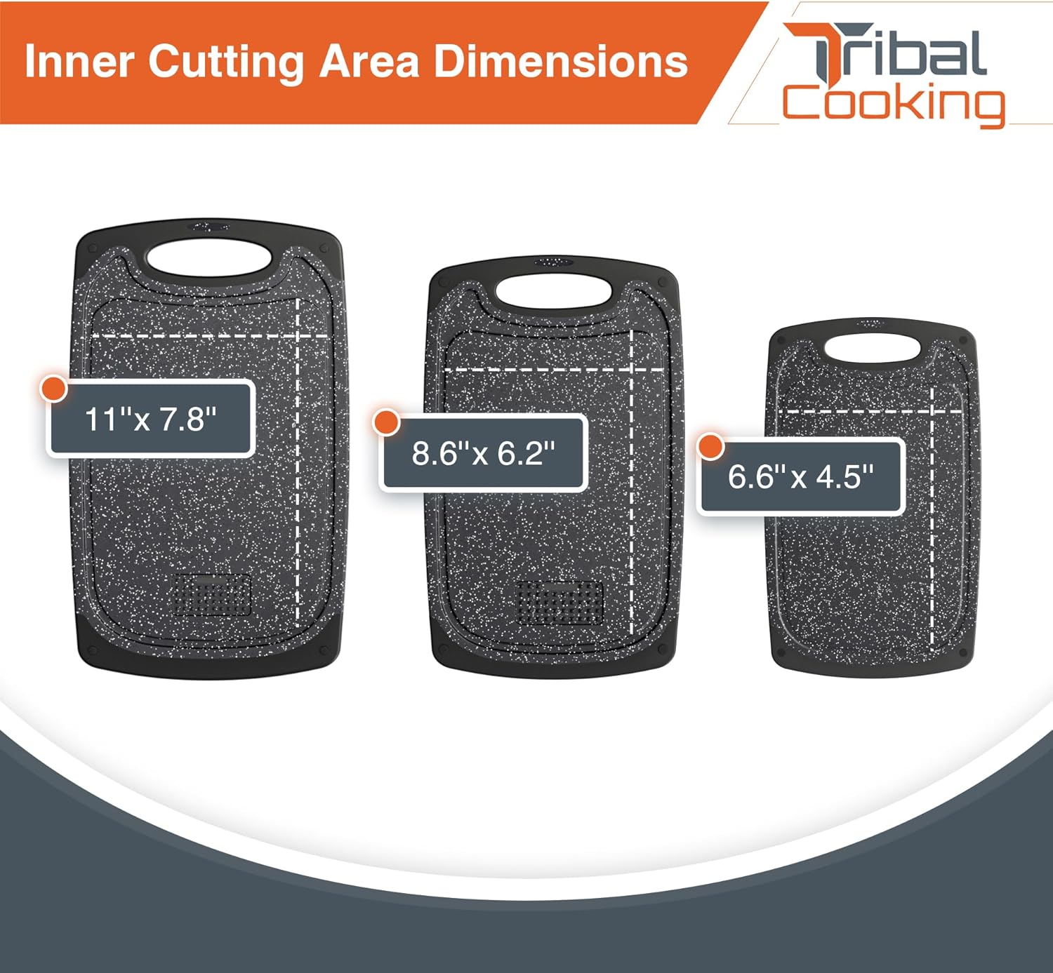 Tribal Cooking Cutting Boards - 3 Set - Warrior Strength Small to Extra Large Cutting Boards for Kitchen, Meat, Vegetables - Dishwasher Safe, Juice Groove, Non-Slip Rubber Chopping Board Set - Image 4