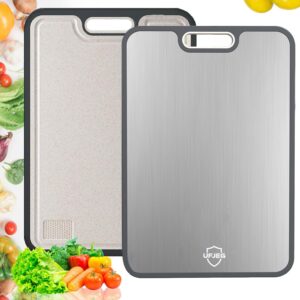 UFJEG Titanium Cutting Board for Kitchen, Cutting Board Double Sided Food Grade, Pure Titanium and Wheat Straw PP for Chopping Meat\/Vegetables, Dishwasher Safe Easy to Clean Large Size 15.5\u201D×11\u201D